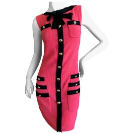 Moschino Cheap and Chic Vintage Coral Boucle Sleeveless Shift Dress w Black Trim For Sale at 1stDibs at 1st Dibs
