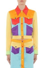 Moschino Colorblock Trucker Jacket in A3888 Fantasy Print  at Nordstrom