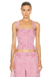 Moschino Jeans Denim Drill Suspender Crop Top at Forward