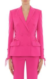 Moschino Lace-Up Double Breasted Crepe Blazer in Violet Size 10 Us at Nordstrom