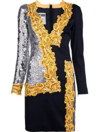 Moschino Long Sleeve Sequin Mirror Dress at Farfetch