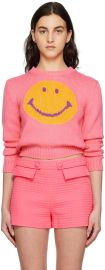 Moschino Pink Smiley Graphic Sweater at Ssense