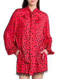 Moschino Polka Dot Tie Neck Blouse at Saks Fifth Avenue