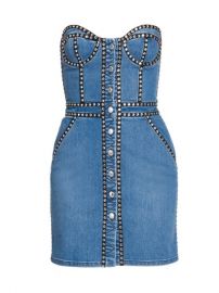 Moschino Strapless Studded Denim Sheath Dress  SaksFifthAvenue at Saks Fifth Avenue