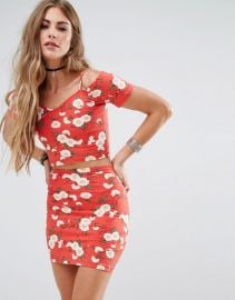 Motel Off Shoulder Top In Retro Floral Co-Ord by ASOS at ASOS