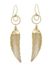 Mother Of Pearl Leaf Earrings at Peggy Li