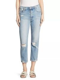 Mother The Tomcat High Rise Straight Distressed Jeans at Saks Fifth Avenue