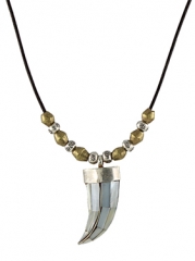 Mother of Pearl Horn Necklace at Peggy Li