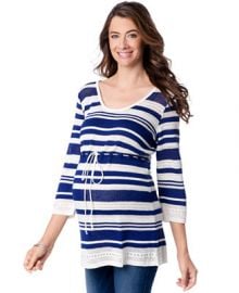 Motherhood Maternity Striped Babydoll Sweater at Macys