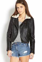 Moto Faux Leather Bomber at Forever 21