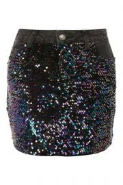 Moto Sequin Denim Mini Skirt  at Topshop