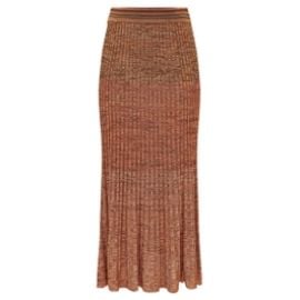 Mouline Rib Midi Skirt Chocolate Multi Online Zimmermann at Zimmermann