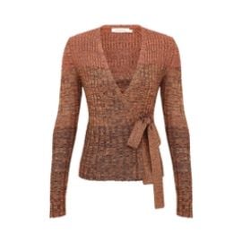 Mouline Rib Wrap Top Chocolate Multi Online Zimmermann at Zimmermann
