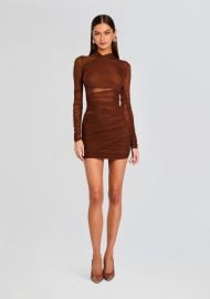 Moxey Ruched Mesh Mini Dress at Retrofete