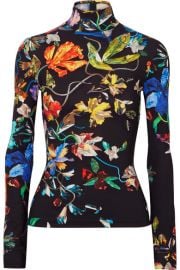 Mugler - Floral-print stretch-jersey turtleneck top at Net A Porter