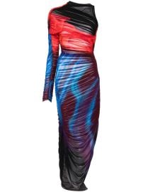 Mugler Asymmetrical Pierced Dress Blue at Farfetch