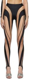 Mugler Black Tulle Spiral Leggings at ssense