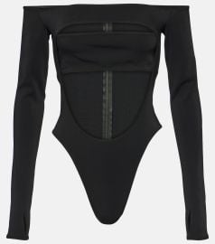 Mugler Circle Off shoulder Cutout Bodysuit at Mytheresa