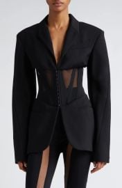 Mugler Fitted Mesh Corset Jacket at Nordstrom