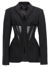 Mugler Fitted Mesh Corset Jacket at Cettire