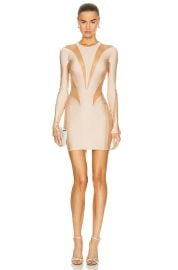 Mugler Spiral Long Sleeve Cutout Illusion Panel Dress at Forward