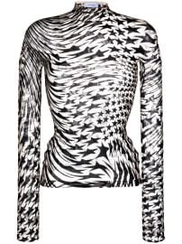 Mugler Star Mesh Flocked long-sleeve Top - at Farfetch