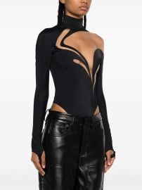 Mugler sheer-panel Panelled Bodysuit Black at Farfetch