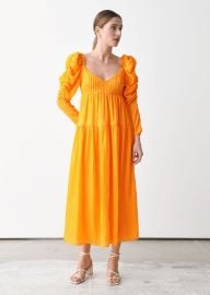 Mulberry Silk Puff Sleeve Midi Dress at & Other Stories