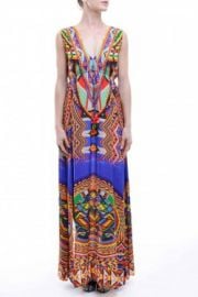 Multi-Color Boho Summer Maxi Dress with Slit by Shahida Parides at Shahida Parides