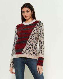 Multi Pattern Crewneck Sweater at Century 21