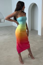 Multicolor Strapless Sequin Midi Dress Beachside Bunny at Beachside Bunny