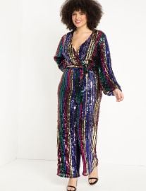 Multicolor Stripe Sequin Jumpsuit  Women39s Plus Size Dresses at ELOQUII