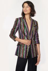 Multistripe Sequins Fitted Blazer by Milly at Milly