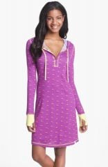 Munki Munki Hooded Henley Sleep Shirt in purple at Nordstrom