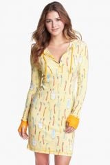 Munki Munki Hooded Henley Sleep Shirt in yellow at Nordstrom Rack