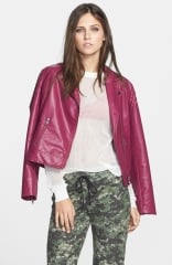 Mural Quilted Shoulder Faux Leather Moto Jacket in purple at Nordstrom