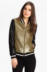 Mural Sequin Bomber Jacket in gold at Nordstrom