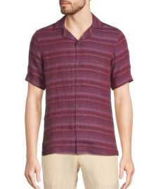 Murano Baird McNutt Linen Slim Fit Stripe Short Sleeve Woven Camp Shirt Dillardx27s at Dillards