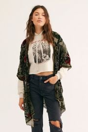 Muse Burn Out Velvet Kimono in Sage Combo at Free People