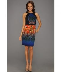 Muse Printed Twill Fitted Sheath Dress NavyMulti at 6pm