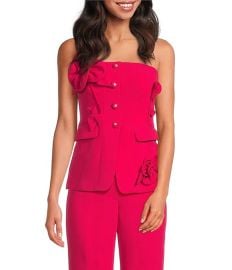 Muse by Marchesa Flora Stretch Crepe Applique Strapless Button-Up Vest Dillardx27s at Dillards