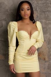 Must Have Puff Sleeve Mini Dress - Yellow Fashion Nova Dresses Fashion Nova at Fashion Nova