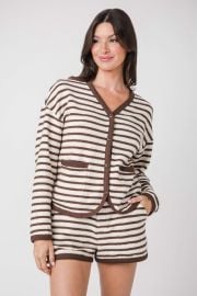 Mustard Seed Contrast Trim Striped Cardigan Social Threads at Shop Social