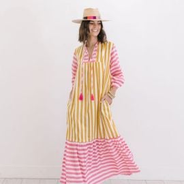 Mustard Stripe Copa Dress Sunshine Tienda at Sunshine Tienda