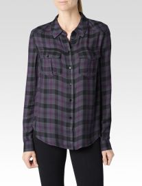 Mya shirt in velvet plum and black at Paige