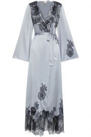 Myla Pansy Gardens Chantilly lace-paneled stretch-silk satin robe at The Outnet