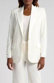 NADINE MERABI Imitation Pearl Blazer at Nordstrom
