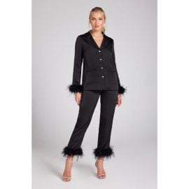 NADINE MERABI Intimates amp Sleepwear Nadine Merabi Darcie Black Satin Pajama Set Sm Nwt Poshmark at Poshmark
