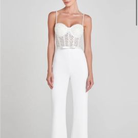 NADINE MERABI Pants amp Jumpsuits Nadine Merabi White Corset Jumpsuit Poshmark at Poshmark