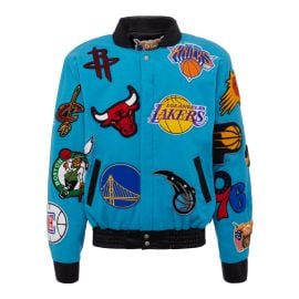 NBA COLLAGE WOOL amp LEATHER JACKET Baby Blue Jeff Hamilton Shop at Jeff Hamilton